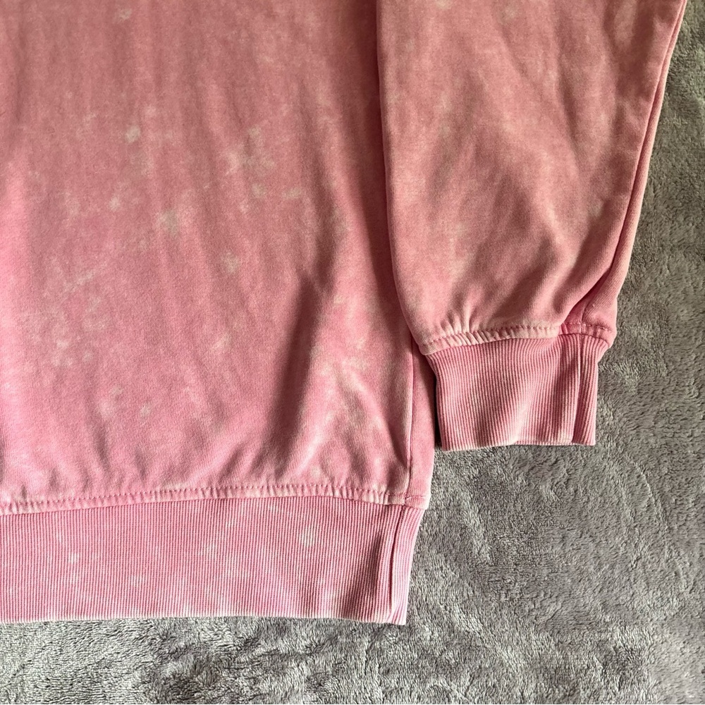 Barbie Pink Acid Wash Glitter Logo Crewneck Sweatshirt Womens Medium - Picture 5 of 6